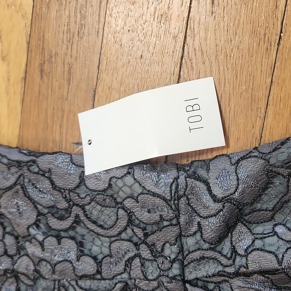Tobi Grey Spaghetti Strapped Lace Mini Dress Size Medium - Picture 6 of 11